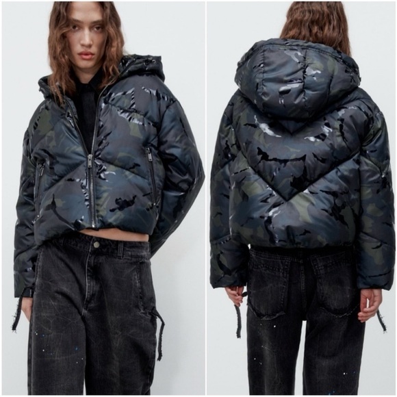 Zara Jackets & Blazers - Zara Quilted Camouflage Puffer Jacket